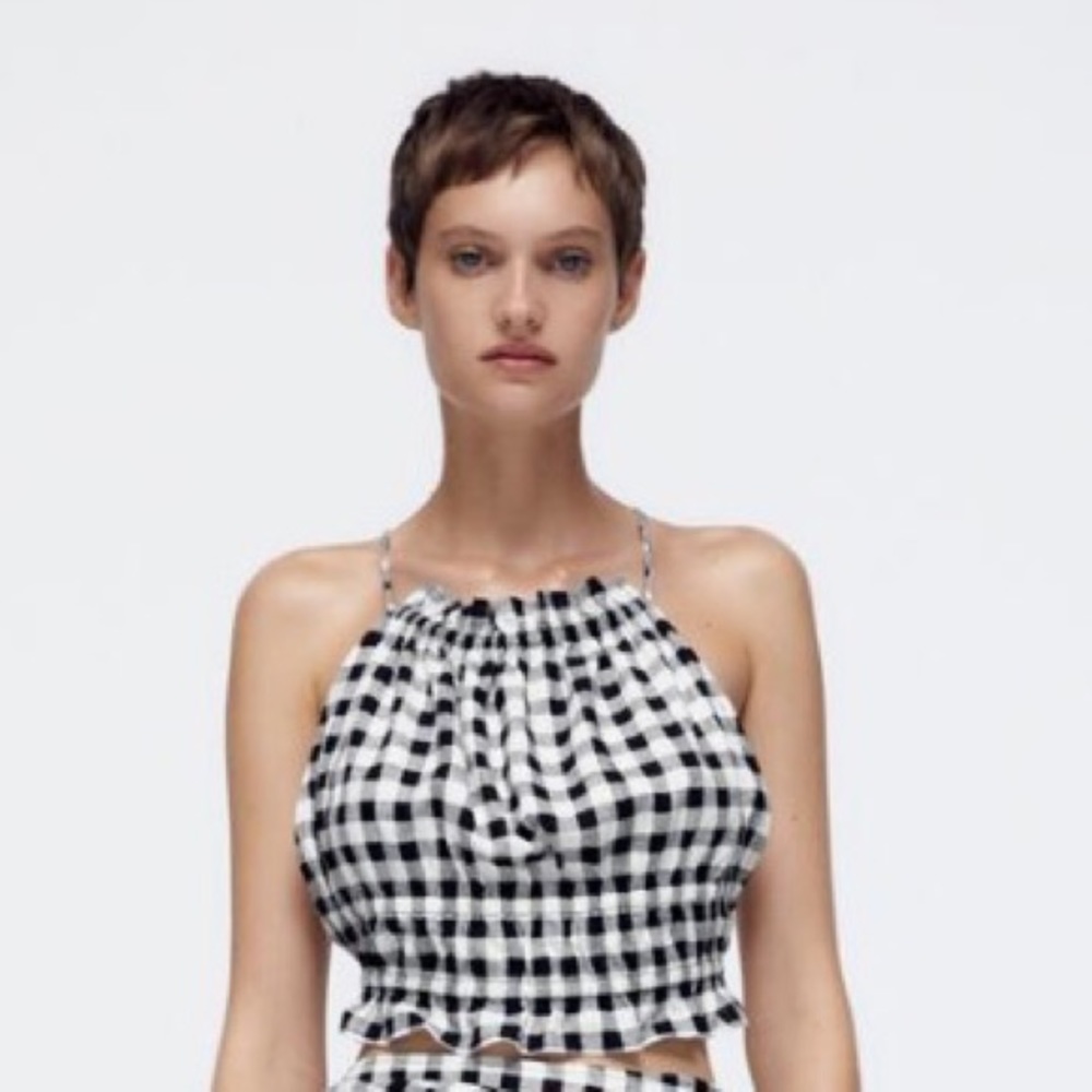 Top chop cuadro Vichy - Blanco/ Negro Ref 8401/663